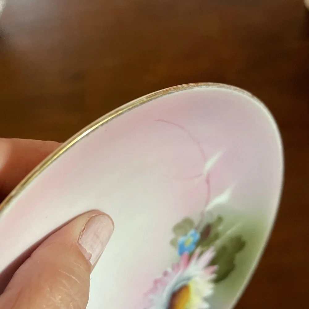 Noritake 1920’s Pink hand painted gilded edge 6” bread plate -Vintage